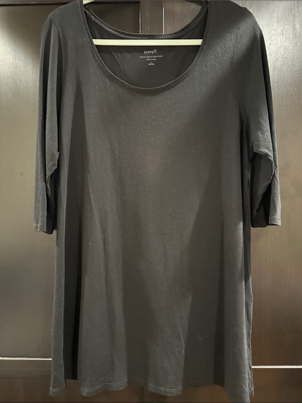 Pure Jill Ballet Sleeve Black Scoop-Neck Tunic Top